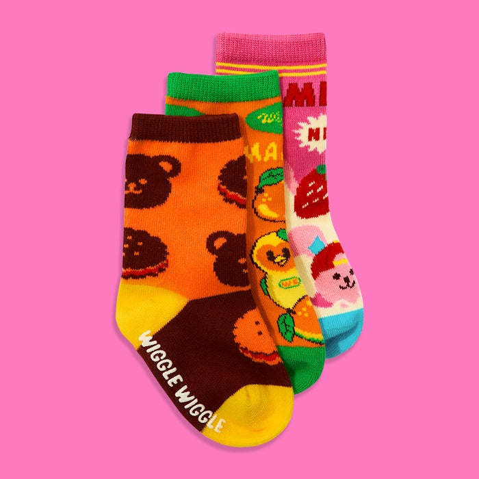 兒童圖案襪子3件套裝 - Sweet Dessert