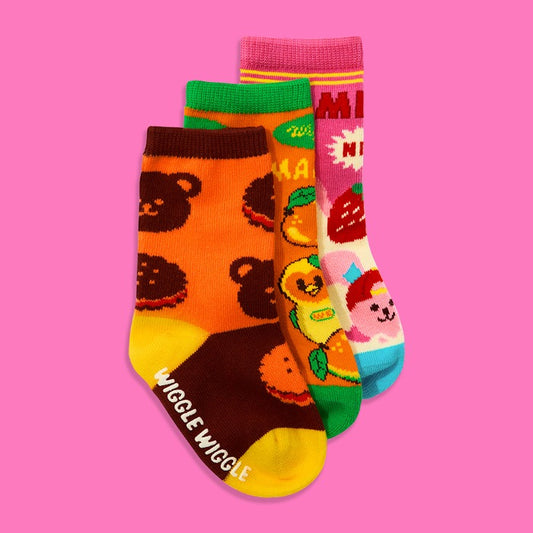 兒童圖案襪子3件套裝 - Sweet Dessert