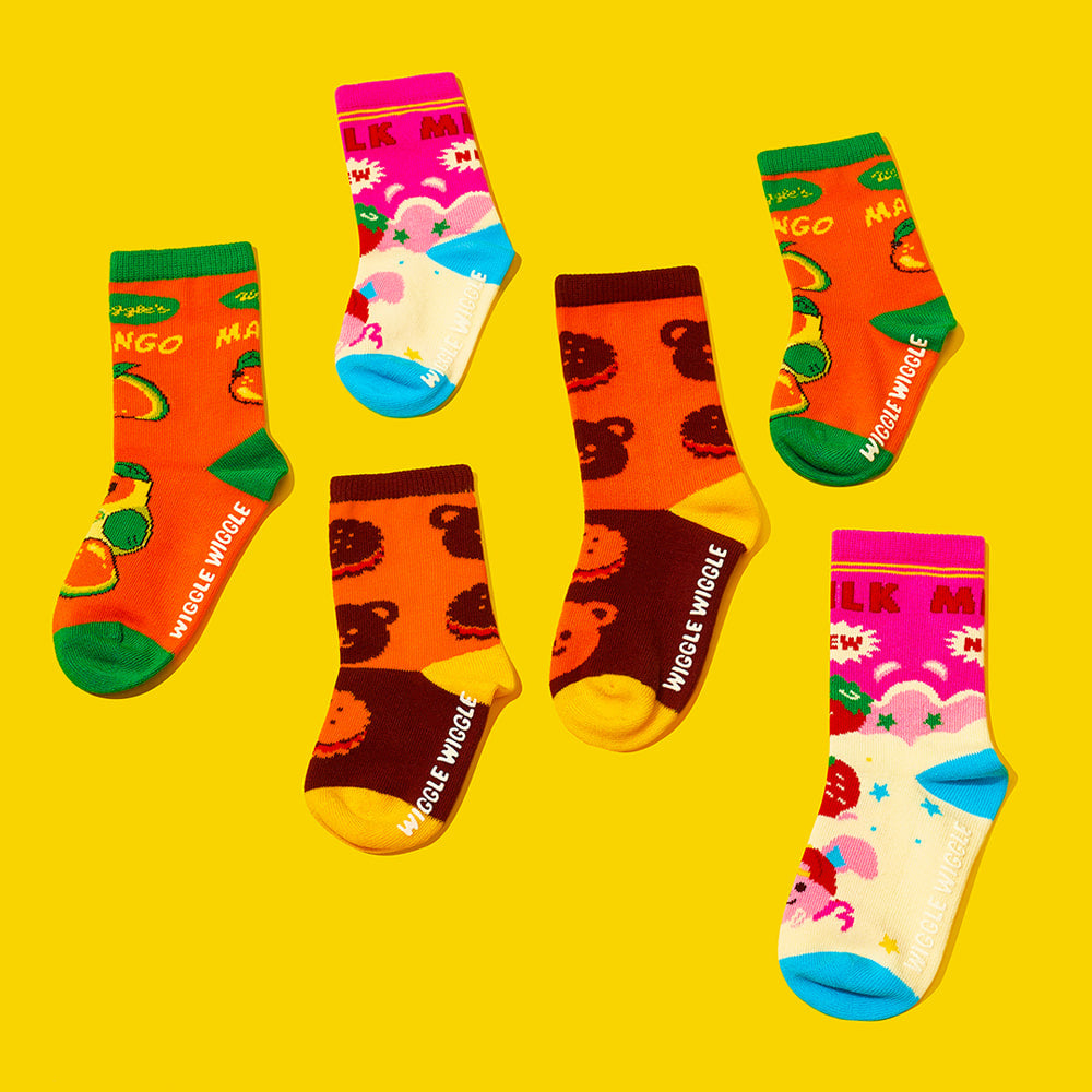 兒童圖案襪子3件套裝 - Sweet Dessert