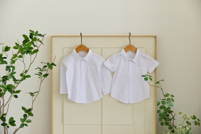White button-down short-sleeved shirt [AA17]
