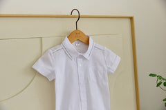 White button-down short-sleeved shirt [AA17]
