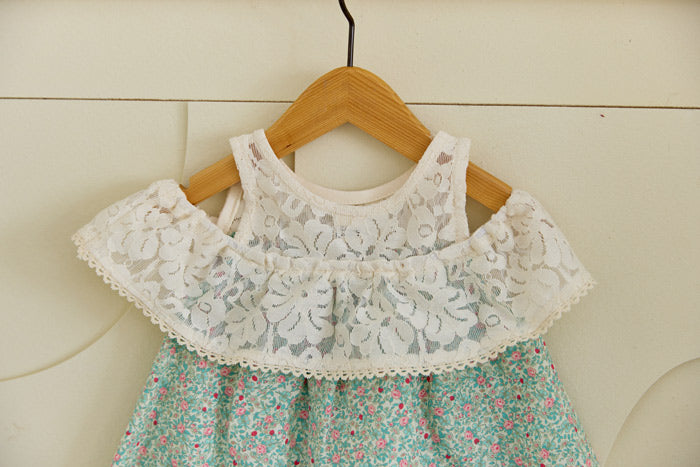 Off-shoulder floral one-piece dress [AA7]