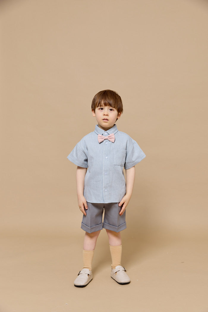Washed denim short sleeve shirt [AA20]