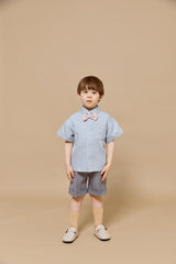 Washed denim short sleeve shirt [AA20]