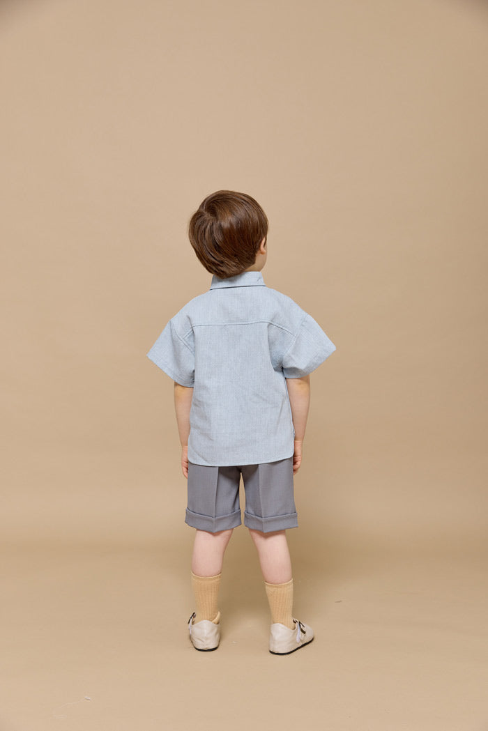 Washed denim short sleeve shirt [AA20]