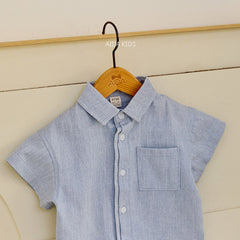 Washed denim short sleeve shirt [AA20]